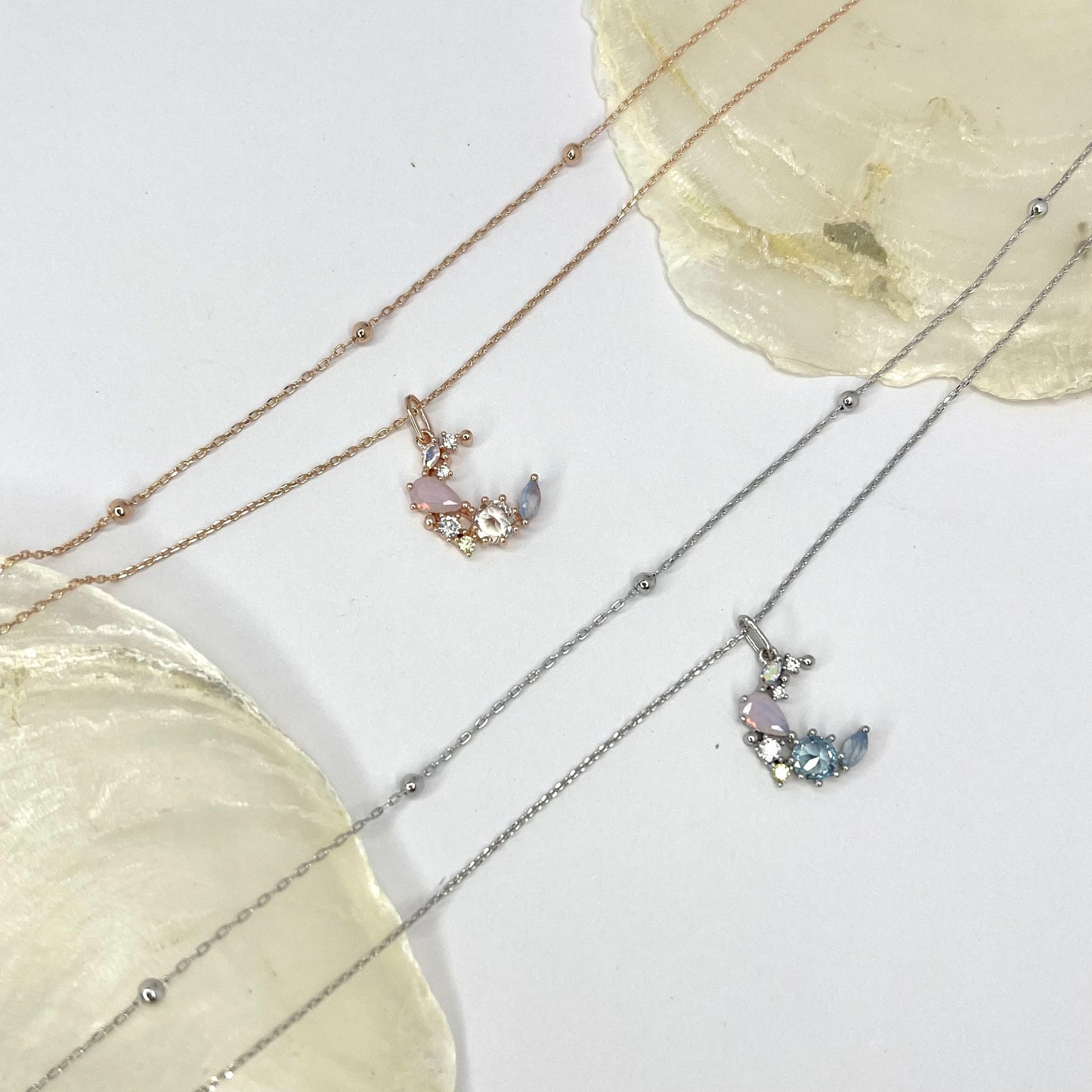 Double Chain Moon Halskette NJJN1029